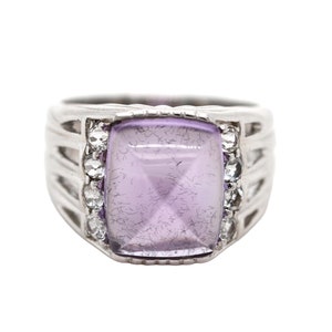 925 sterling Silver / Amethyst / White Topaz Ring