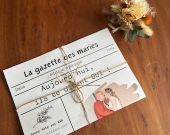 the bride and groom's gazette - Canva Template - Customizable Wedding Invitation Template - Wedding Journal - bride and groom's gazette in French