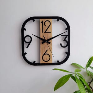 Minimalist Modern Wall clock.Unique Square Clock,Wall Decor for Living Room,Kitchen,Bedroom,Entryway,Office and Kitchen.Easy to Read,Silent