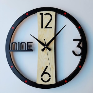 Modern Wooden Wall Clock: Large Unique Design, Silent Movement