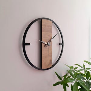 Modern Minimalist Big Wall Clock:Contemporary Home&Office Decor.Silent NonTicking.Gift for Friends,Family.Black and Brown