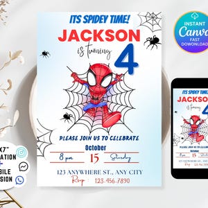 Spidey Invitation Spidey and his Amazing Friends Birthday Party Invite Spidey Birthday Invite Web Editable Template Instant
