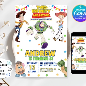 editable two Infinity and Beyond Birthday Invitation Toy Kids Birthday Invite 2nd Birthday Toy Story second Toy Story Birthday Party IA302