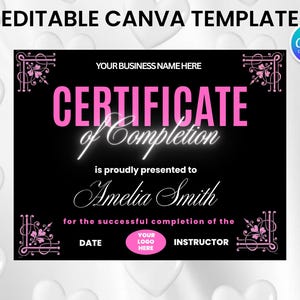 Certificate of Completion Template, Masterclass Certificate, Beauty Training Certificate (Digital Download)