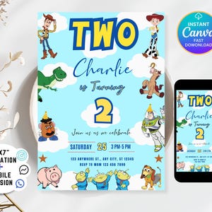 Editable Toy Story Invitation Template, Toy Story Birthday Party, 2nd Digital Invitation, Kids Birthday Party, Woody, Two Infinity & Beyond