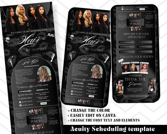 Acuity Scheduling Leopard Template, Acuity Template hair stylist, Acuity booking template hair, acuity braider, acuity booking website
