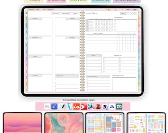All-in-One Digital Planner 2025, 2026, Undated, Digital Planner, Digital Journal, Digital Template, Weekly, Daily, Monthly Planner