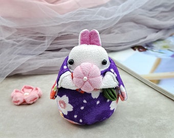 Japanese rabbit, kimono fabric art, fabric doll, gift RAB-Large-B