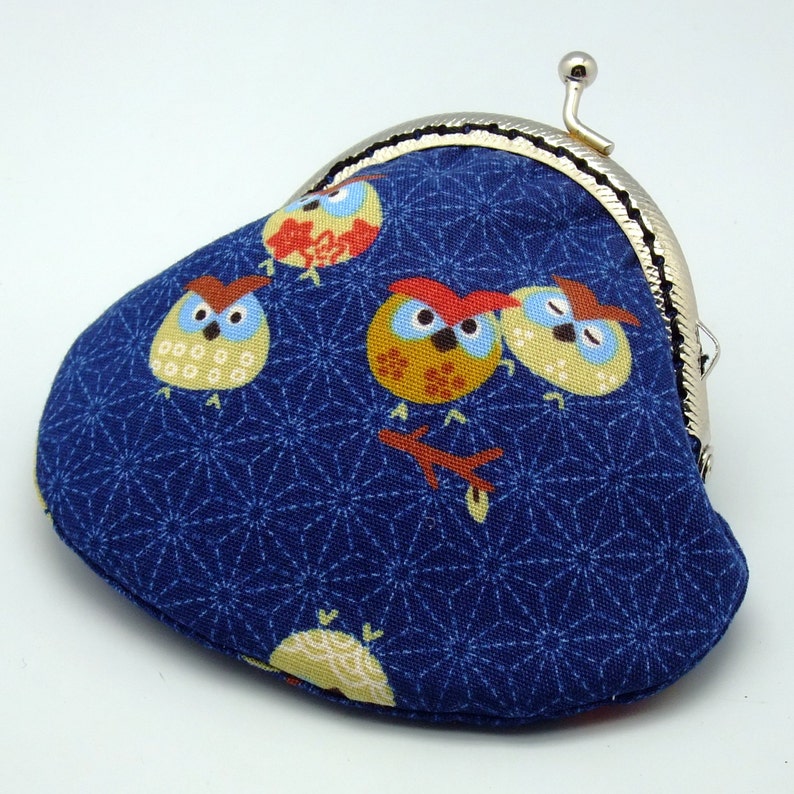 JS-63 Little owls R1 Japanese Kimono Fabric Small clutch Coin purse