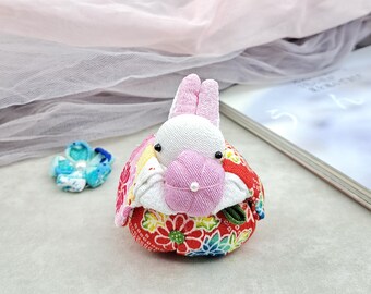 Small Japanese rabbit, kimono fabric art, fabric doll, gift RAB-L