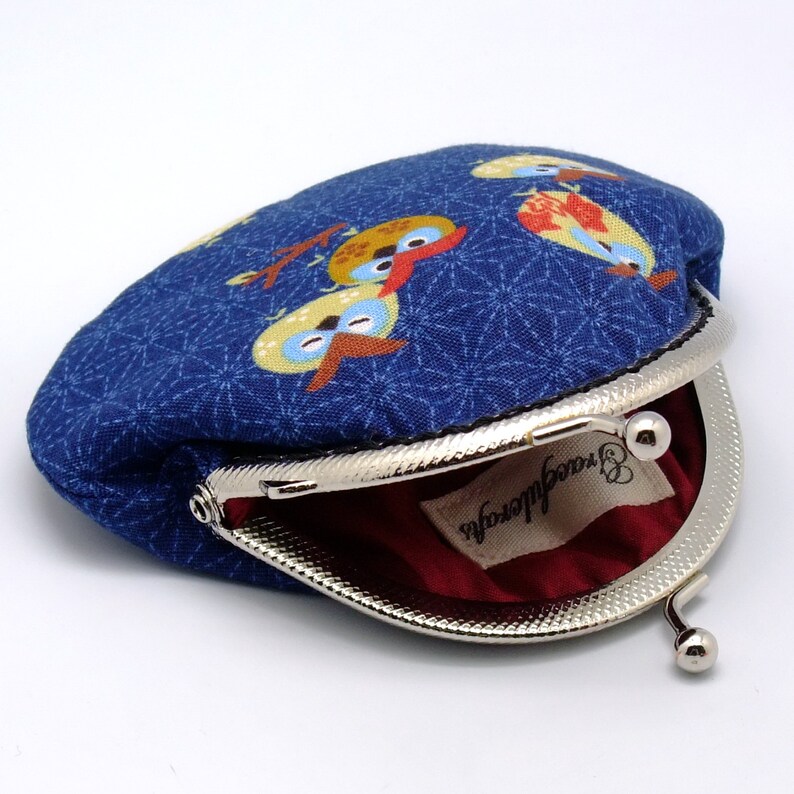 JS-63 Little owls R1 Japanese Kimono Fabric Small clutch Coin purse