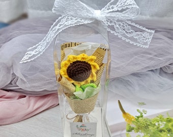 Gehäkeltes Sonnenblumen Ornament, handgemachter Blumenstrauß, Geschenk, Valentinstag, Muttertag, Geburtstagsgeschenk CRF-035