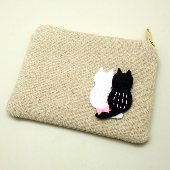 Items similar to Cat lover - Zipper pouch / coin purse / card bag ...