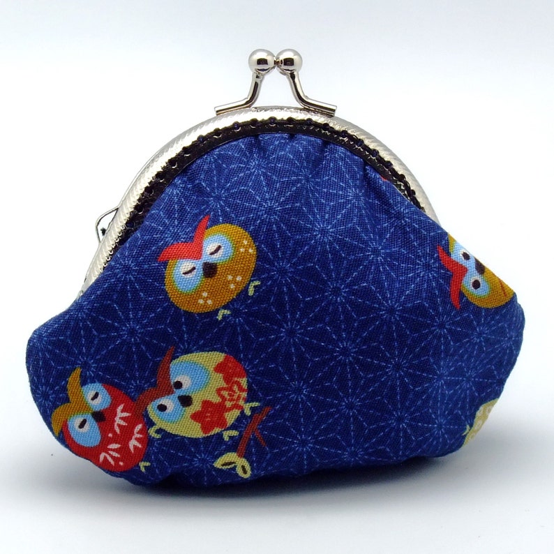 JS-63 Little owls R1 Japanese Kimono Fabric Small clutch Coin purse