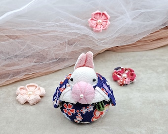 Kleiner japanischer Hase, Kimono Stoffkunst, Stoffpuppe, Geschenk RAB-H
