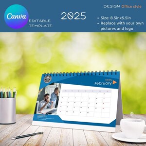 Customizable 12-Month Desk Calendar Template – Editable in Canva
