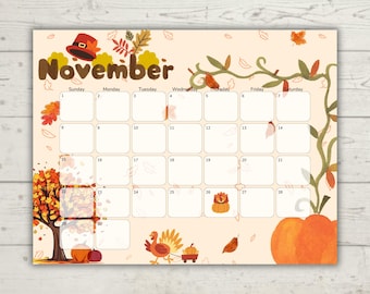 November 2026 Kinderkalender | Sehbarer Stundenplan für Kleinkinder | Bearbeitbarer druckbarer Familienkalender