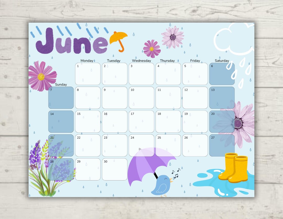 June 2026 Kids Calendar | Visual Schedule for Toddlers | Editable ...