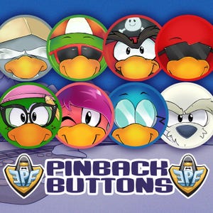 Club Penguin Familiar Faces Pinback Buttons - Perfect for Backpacks! | 2.5&quot; Buttons