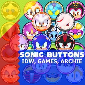 Sonic Team Holographic Pinback Buttons - Backpack Flair (2.5&quot;)