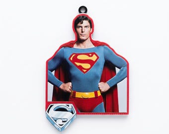 Superman 1978 Keychain | Original Topps Card-Inspired Design | 3D Printed UV Art | Tactile Raised Detail | Handmade UK Gift