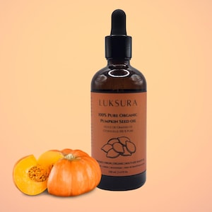 Organic Pumpkin Seed Oil for Hair & Skin – Cold Pressed | Lightweight Moisturizer | Multi-Use Beauty Oil | Luksura 100ml