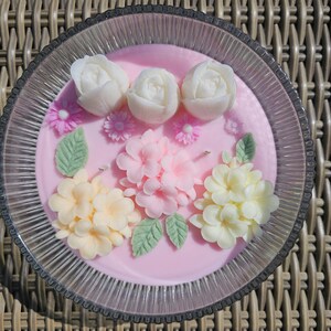 Glass Candle Large 7inch (18cm) Glass Bowl Handmade 100% Soy Wax. Scented Home Decor. Handmade Flower Decoration.