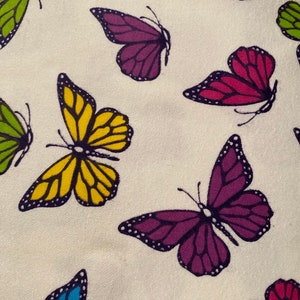 Rainbow Butterflies on white Flannel Fabric Springs Creative Products Group