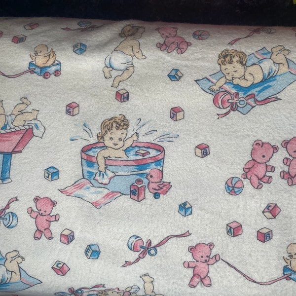 Happy Vintage Baby Flannel Fabric Yard by Baum Textiles 2003 Retired We have multiple yards