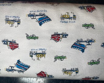 Baulastwagen Flanellstoff Hof Cubby Bär Drucke von Baum Textiles 2003 im Ruhestand Wir haben mehrere Werften