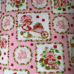 Strawberry Shortcake Flannel 2003 FAT QUARTER Custard the Cat and pushing A Wagon Out of Print Spectrix