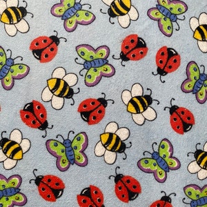 Softly Butterfly bees and ladybug Flannel Fabric Yard Marcus Brothers 2003 Retired We have multiple yards 100% Cotton
