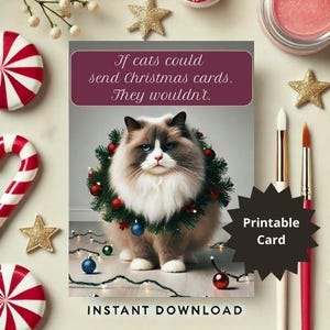 Carte de chat grincheux imprimable - Carte de vacances drôle pour les amoureux des chats - Téléchargement instantané