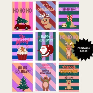 DISCOUNT - Set of 9 Printable Christmas Cards - Printable Holiday Cards