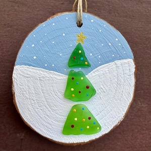 Handmade Sea Glass Christmas Tree Ornament, Christmas Ornament, Glass Ornament, Christmas Tree, Christmas Decor, Sea Glass, Sea Glass Gift