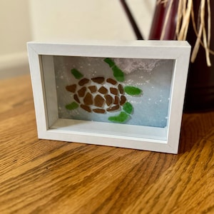 Handmade Sea Glass Wall Art Sea Turtle, Sea Turtle Art, Sea Glass Art, Wall Art, Table Art, Beach Art, Glass Art, Coastal Art, Marine Life