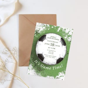Englisch Fußball Fußball Junge Geburtstagsfeier Einladen Sport Spiel Ereignis Kinder im Freien Party WM Euro Einladung Canva Print zu Hause drucken