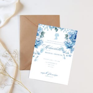 Uitnodiging vrijgezellenfeest | Uitnodiging babyshower | Verjaardagsfeestje | Blauwe bloemen blauweregen bloem viering kaart | Direct downloaden