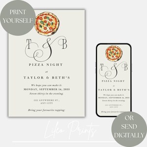 Pizza avond feestuitnodiging Italiaans thema evenement tuin pizzeria housewarming verjaardagsuitnodiging zomer barbecue kaart familiefeest canvas print