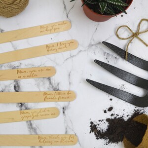 Mum Plant Markers, Fun phrases, gardening puns, mothers day gift, present for mum, Add pack of organic seeds for a great gift image 2