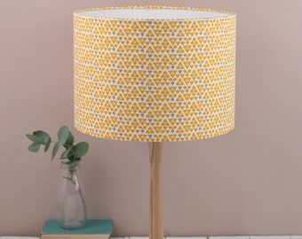 Mustard Lampshade, Yellow Lampshade, Mustard Home Decor, Drum Lampshade, Scandi Lamp, Mid Century, Retro Decor, Geometric Pattern