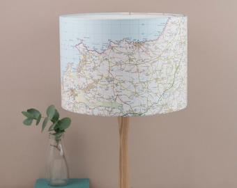 Personalised Map Lampshade, choose your location, bespoke service