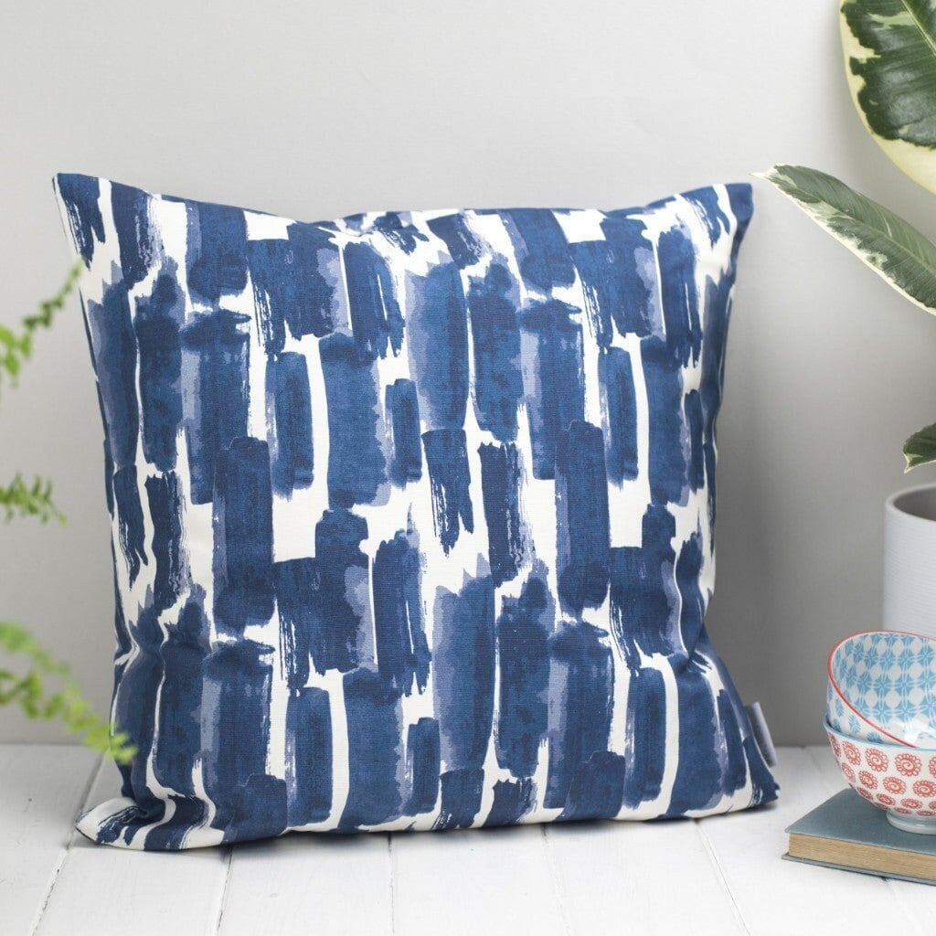 Paloma Cushion, Blue Abstract Pattern Pillow, Large Square Size or ...