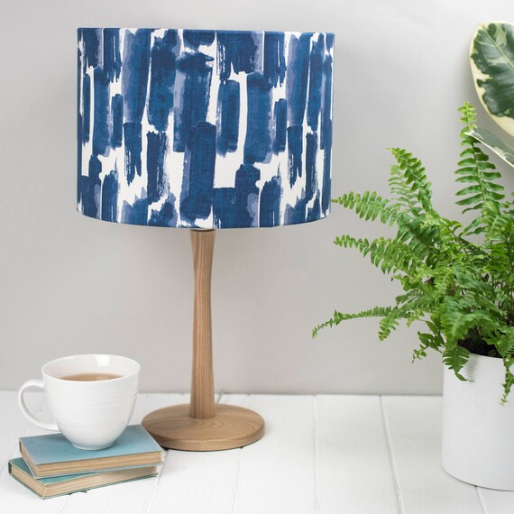 Brush Stroke Pattern Lampshade Indigo Blue Watercolour Etsy