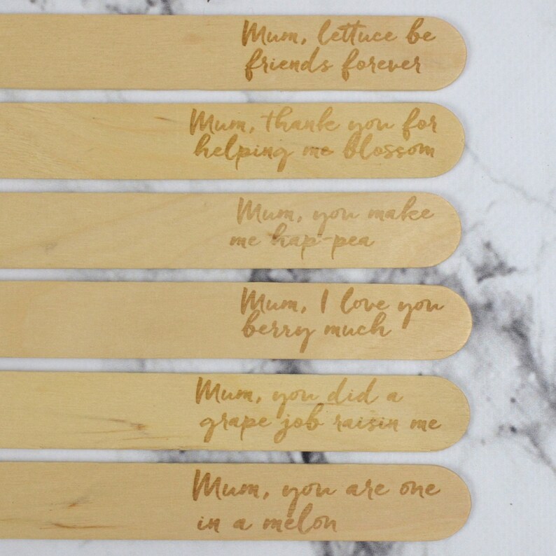 Mum Plant Markers, Fun phrases, gardening puns, mothers day gift, present for mum, Add pack of organic seeds for a great gift image 3