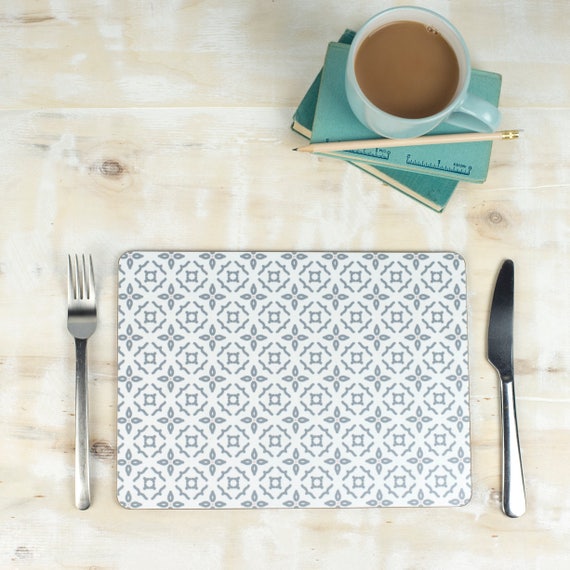 Set Of Four Cork Back Grey Placemats And Coasters Table Mats