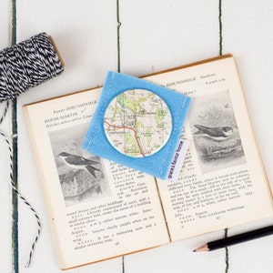 Vintage Map Mirror, espejo de bolso compacto, bolsa de fieltro protectora incluida