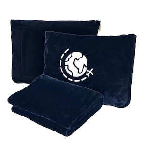 4-in-1 Fleece Travel Blanket Set: Neck Pillow, Eye Mask & Earbuds