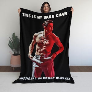 Stray Kids Bang Chan Plush Blanket – SKZ Custom Kpop Fan Gift, Funny Birthday Present & Concert Throw Blanket for Ate Stays, Dominate Design