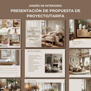 Presentación de Propuesta de Diseño de Interiores | Plantilla de Propuesta de Proyecto de Diseño | Propuesta de Tarifas | Editable en Canva